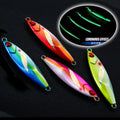 JIGGINGDUKE 40g 60g 80g 100g Luminous Slow Pitch Jigging Lure Metal Lead Jig Boat Sea Fishing Lure