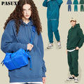 PASUXI Wholesale Men Straight Stacked Tracksuit Cargo Joggers Pants Cropped Sweatshirt Hoodies Sets for Couples