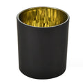 Luxury 10oz Empty Matte Black Gold Glass Candle Stand with Bamboo Wooden Metal Lid Durable for Christmas Home Decor