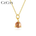 CZCITY Fashion Natural Stone Moon Crystal Point Healing Chain With Ball Pendant Trendy Necklace