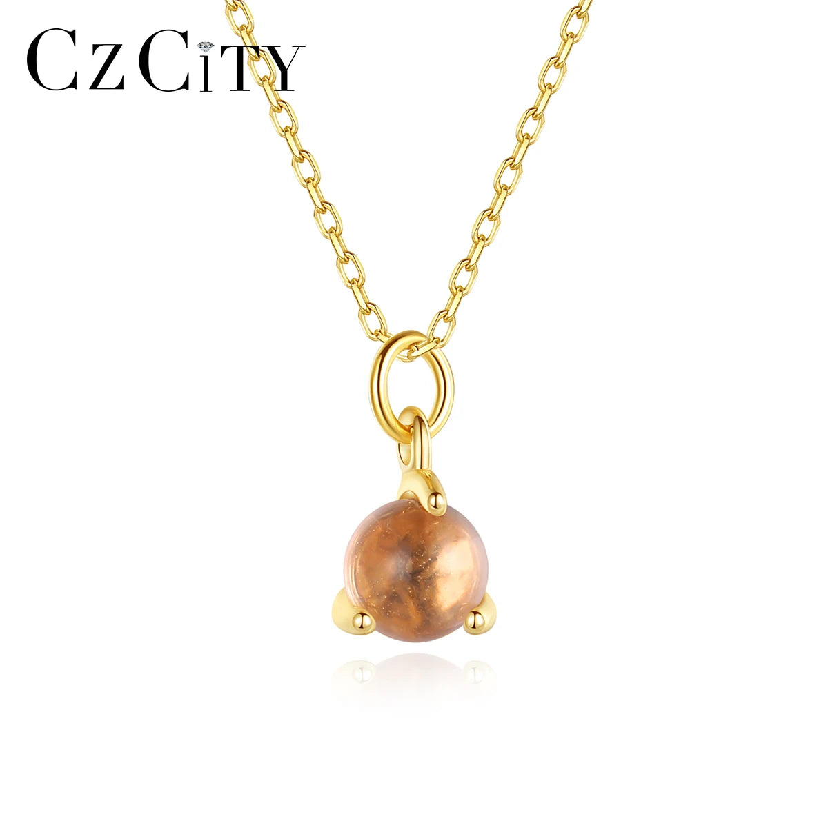 CZCITY Fashion Natural Stone Moon Crystal Point Healing Chain With Ball Pendant Trendy Necklace