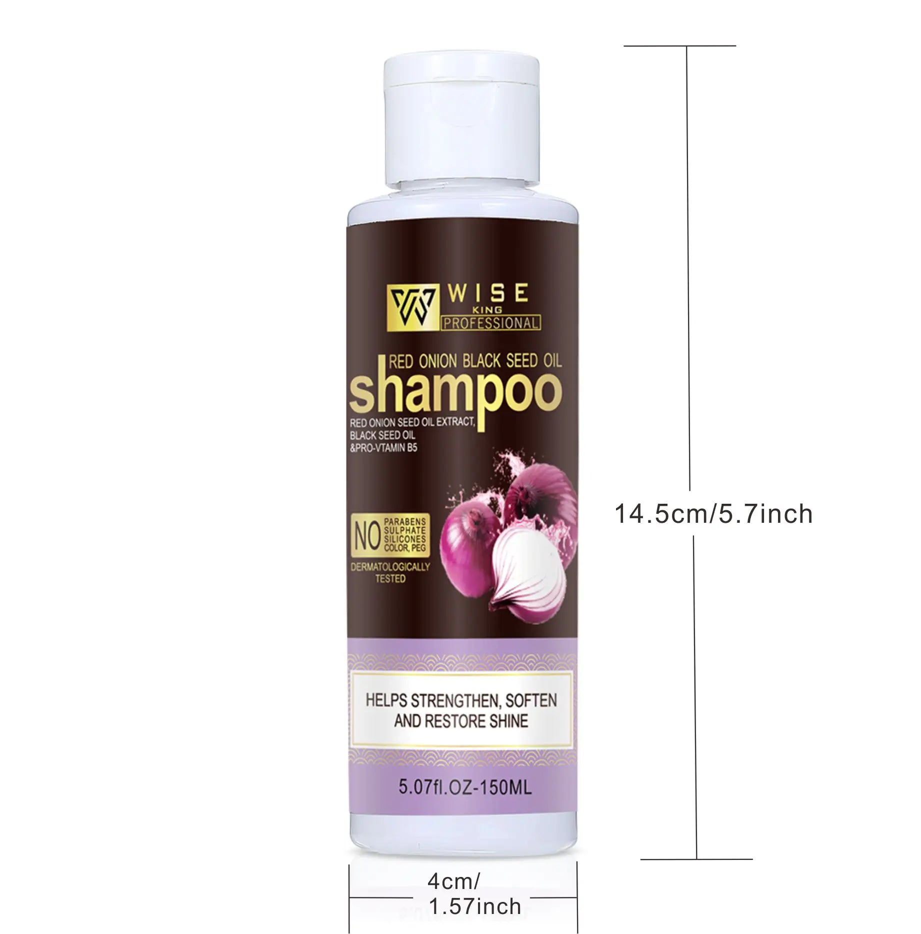 Wiseking Red  Onion Shampoo for Hair Growth 150ML Black Seed Oil Control Caring for Scalp Vitamin B5 Damage Hair Care Shampoo