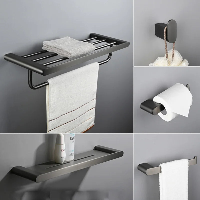 Modern Eco-Friendly Brushed Stainless Steel Hotel Bathroom Hardware Set