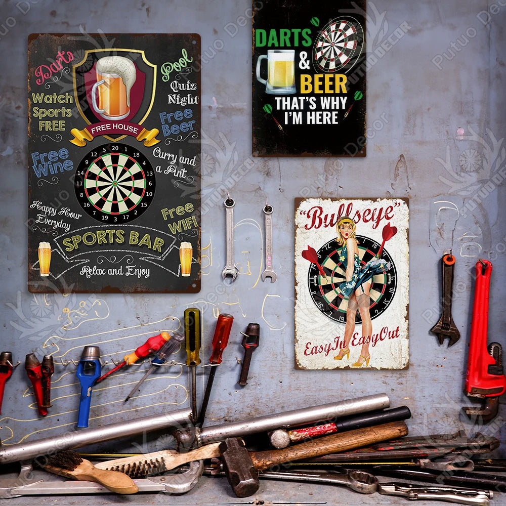 Billiards Metal Printing Plate Sign Darts Vintage Tin Sign Man Cave Bar Pub Decor Vintage Metal Sign