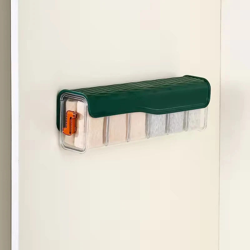 Multifunctional Transparent Plastic Underwear Storage Box Wall-Mounted Rectangle Wardrobe Door Organizer