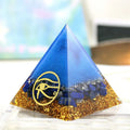 New 6cm Eye of Horus Pattern Crystal Gravel Pyramid Lapis Lazuli  Positive Energy Generator Fengshui Desktop Ornament