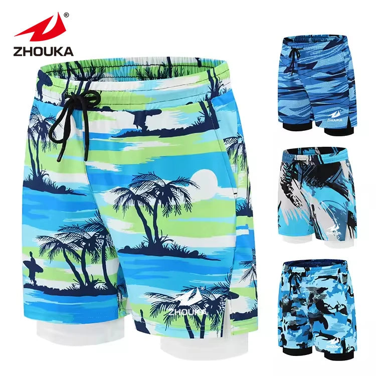 Custom Quick Dry Plus Size Men's Beach Swim Shorts Casual Bermuda Style Sublimation Printed Sports Trunks