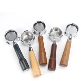 Wholesale Espresso Coffee 51/54/58MM Bottomless Portafilter with Wooden Handle Coffee Tea Tools for Cafe Use for Delonghi