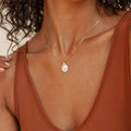 Fashion Women's Wedding Anniversary Baroque Freshwater Pearl Pendant Necklace with 14K Gold Plated Titanium Steel