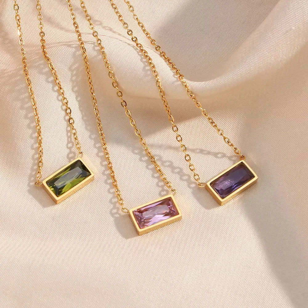 Minimalist Zircon Pendant Necklace Stainless Steel Necklace Fashion Jewelry Gift