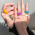 Wholesale Colorful Transparent Geometric Ball Glass Ring Rave Party Low Price Resin Acrylic Hand Ring for Woman
