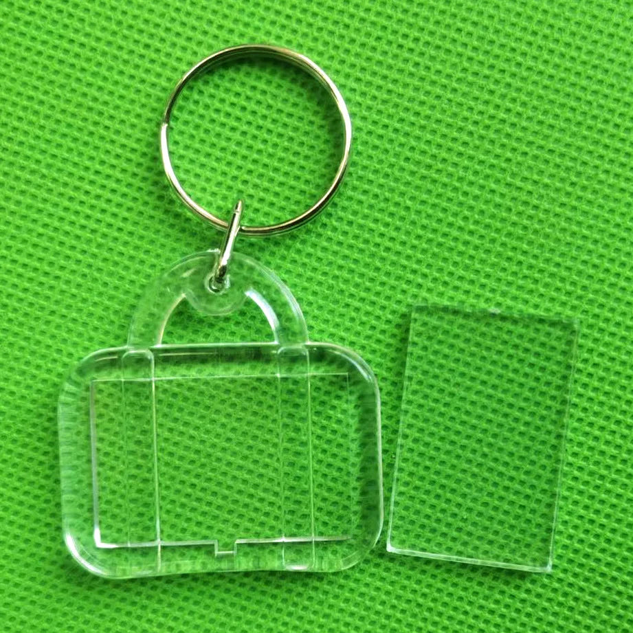 DIY Acrylic Blank Keychain Custom Clover Bear Bag Shape Transparent Key Chains Charm Pendant Blanks Acrylic Photo Frame Keychain