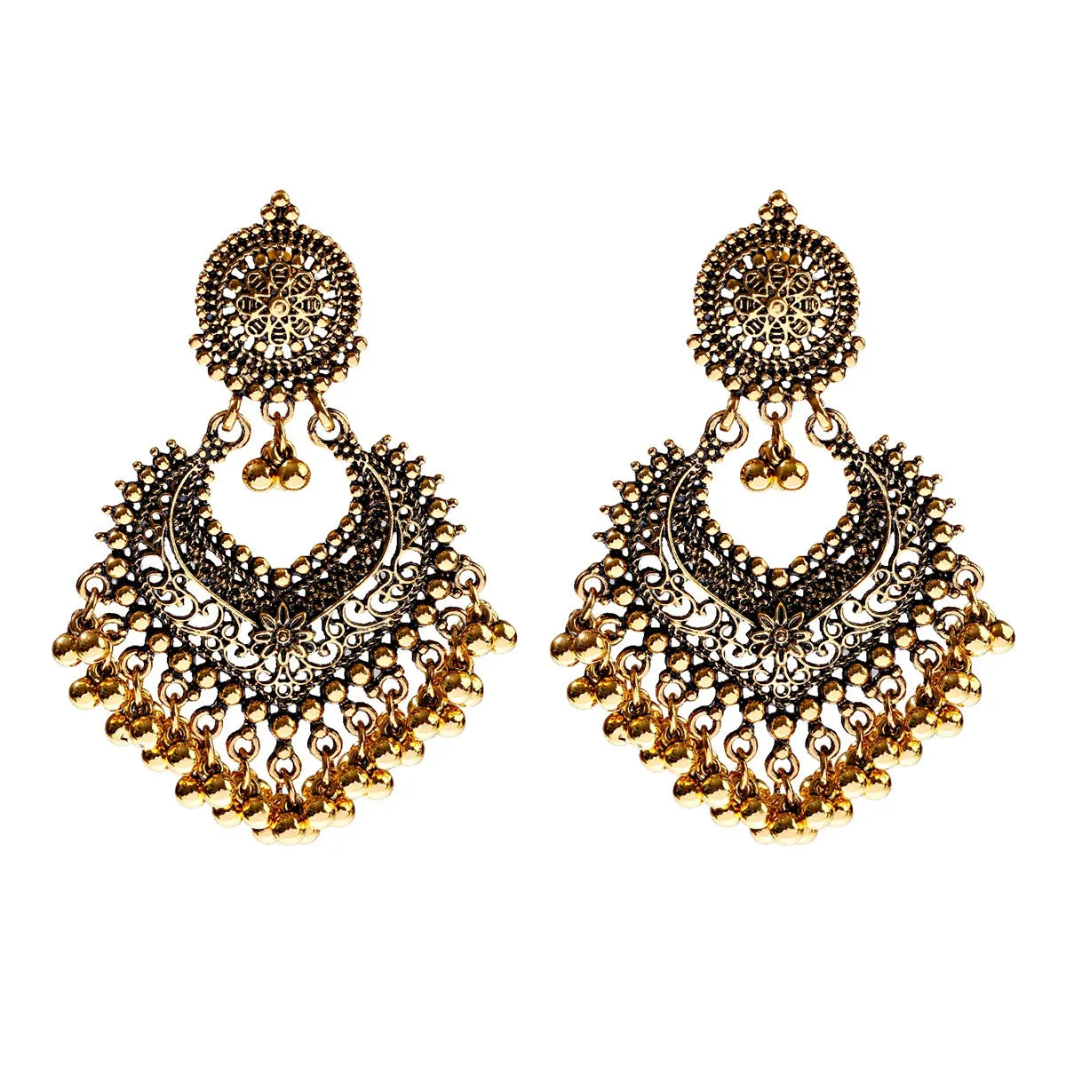 2022 Vintage Ethnic Women's Cute Heart Shape Hollow Rhodium Plated Alloy Religious Boho Indian Wedding Gift Huggie Earrings