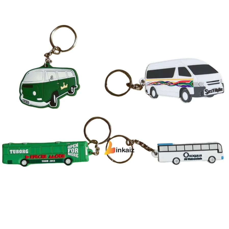 Wholesale Hot Sale  Custom Car Bus Shaped Keychain Rubber Magic School Bus Key Chain