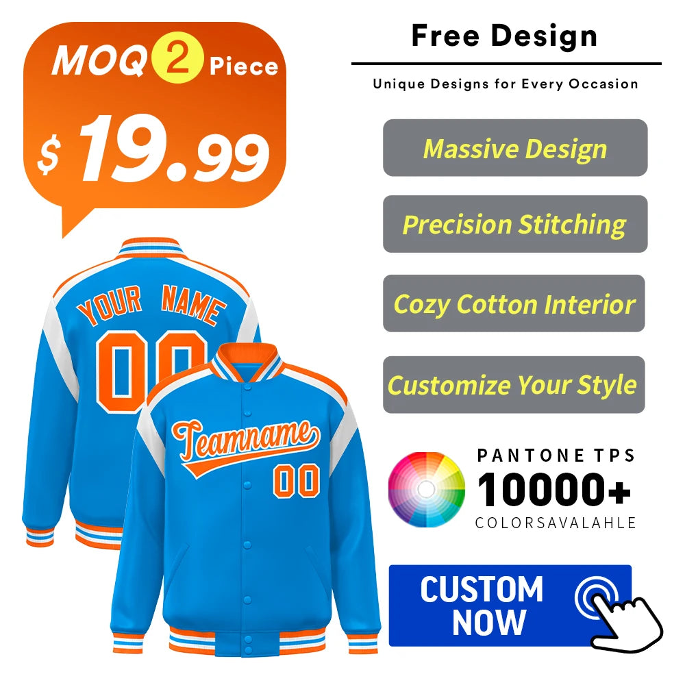 Custom OEM High-Quality Men's Jackets Polyester Bomber Letterman Baseball Coats Plus Size With Chest Side Pockets
