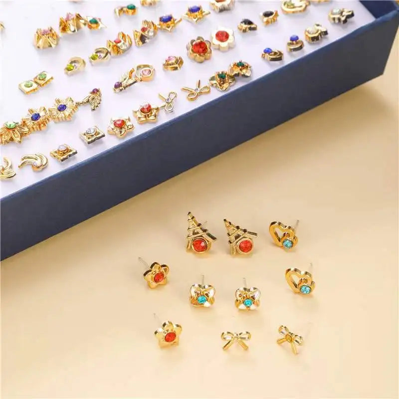 Plastic Stud Earrings 2021 Earrings Gold Silver Colorful Zircon Rhinestone Resin Stud Earrings