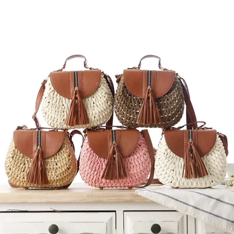 New Hot Trendy Straw Shoulder Bag With Handle and Shoulder Belt for Women Straw Clutch Bag