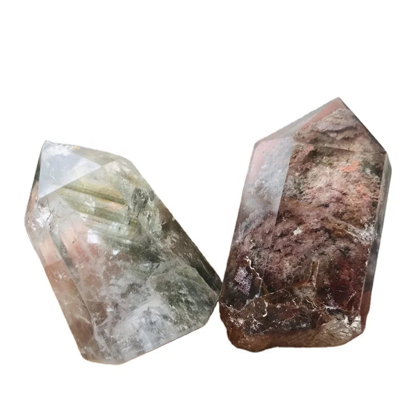 Hot Sale Natural Rock Rare Healing Quartz Crystal Tower Green Phantom Point For Fengshui