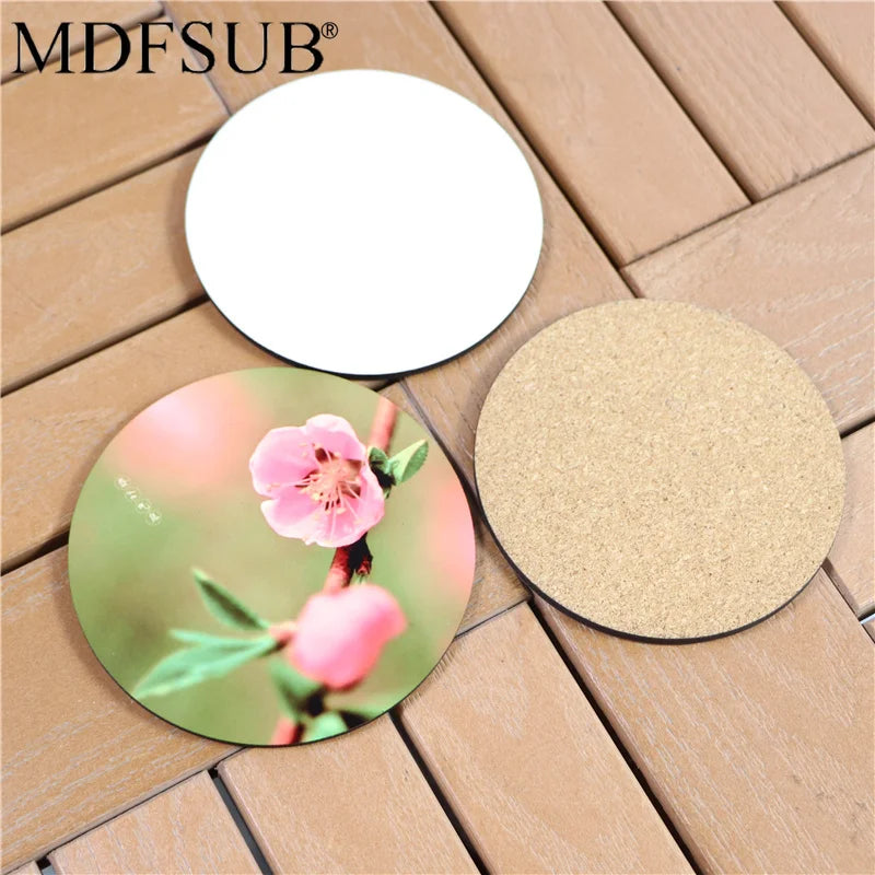 MDFSUB Round 4mm Thick Sublimation Mdf coaster 95mm Sublimation coaster Blanks Circle Sublimation Coasters with Cork Back