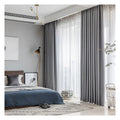 Innermor Home Decor Gray Solid Color Blackout Faux Linen Grommet Curtain European American Style Customizable for Living Room