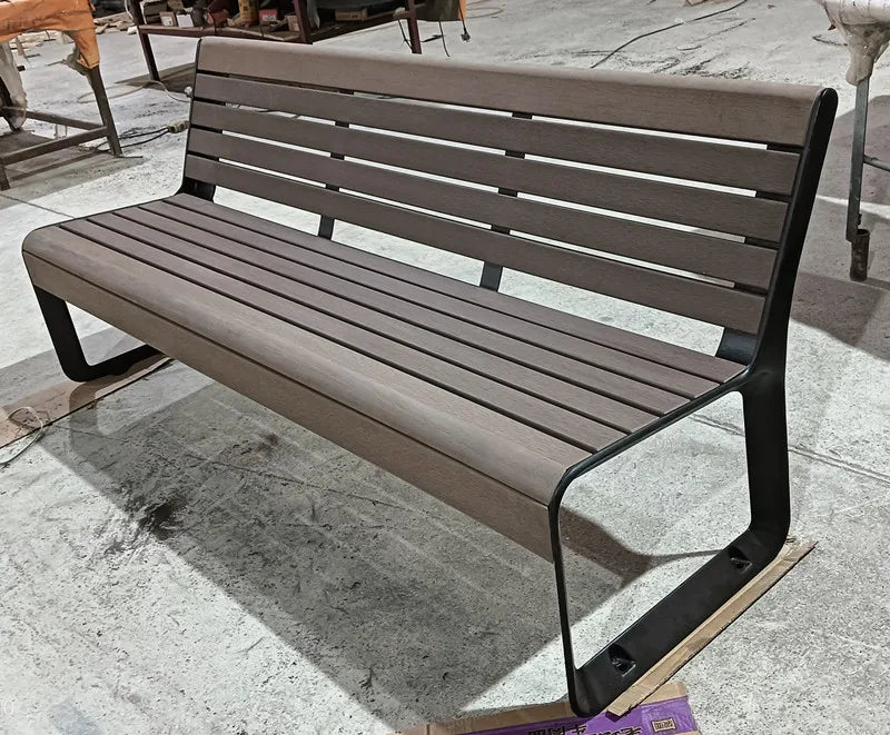 Outdoor Furniture Simple Long Wooden Bench Public Park Hardwood Wood Bench Seating Outside Garden Patio Plastic Wood Seat Bench