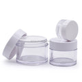 Stock 5g 10g 20g 1oz 4oz 8oz Petg Acrylic Thicken Bottom Transparent Empty Cosmetic Plastic Jars with White Lids