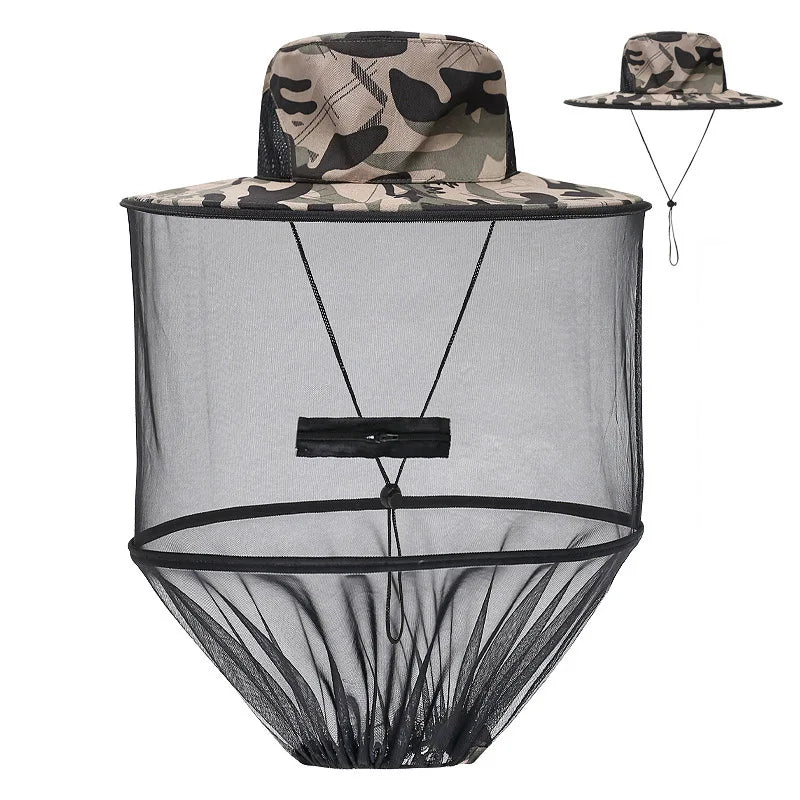 Sun Hat Bucket Hat With Net Mesh Cap Outdoor Fishing Hiking Gardening Men Women Anti Mosquito Bee Hat