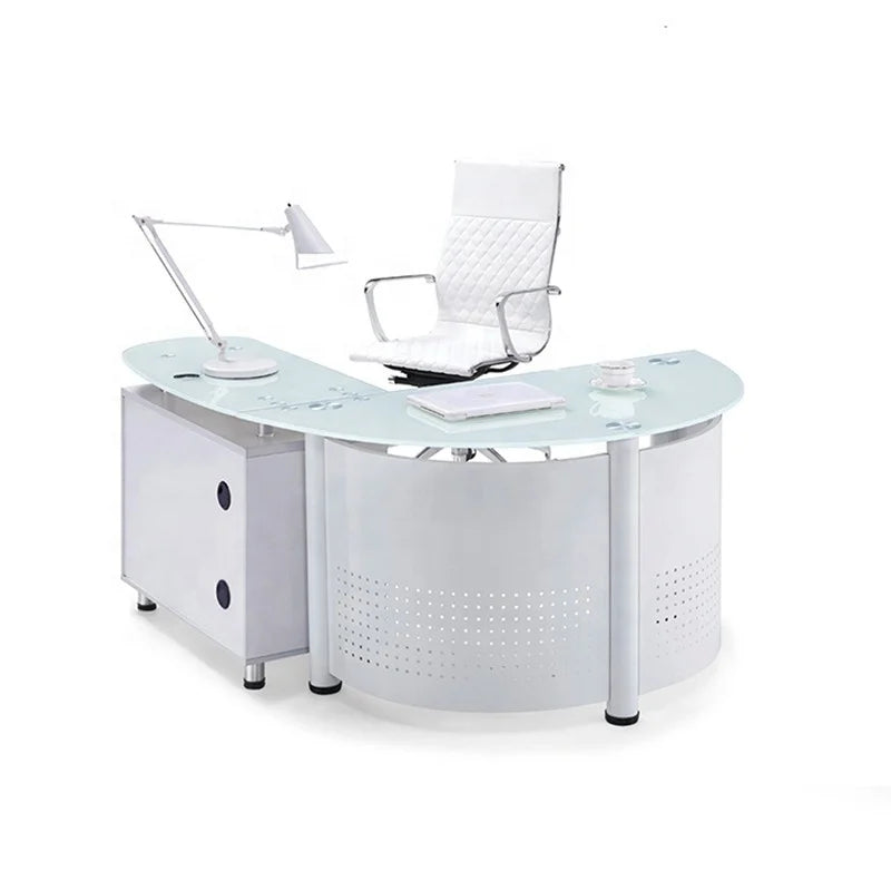 Liyu Furniture Commercial Modern Convertible Curved Semi-Circle/Half Round Executive Office Desk Tempered Glass Model LY-78530