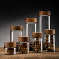Home Kitchen Storage Bottles Jar Thread Wood Lid Sealed Food Container Tea Coffee Beans Grains Candy Glass Jars