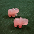 2026 Hot wholesale Natural Rose Quartz jade Trunk Elephant Gemstone Crafts Statues Elephant for Gifts