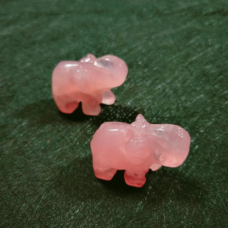 2026 Hot wholesale Natural Rose Quartz jade Trunk Elephant Gemstone Crafts Statues Elephant for Gifts