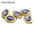 Wholesale 14x16mm Natural Amethyst Oval Shape Loose Beads with Gold Clay Plating for DIY Jewelry Making