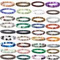 Unisex 8mm Natural Semi-Precious Healing Crystal Bracelet Gorgeous Jade Beaded Bangles with Turquoise Agate Stones for Gift