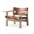 Wabi-sabi Saddle Leather Hunting Single Chair Nordic Living Room Casual Bedroom Chair with Armrest Solid Wood Spanish Chair
