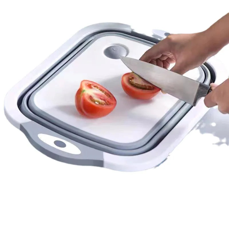 JIUYI Multi-Functional Folding Cutting Board Kitchen Supplies Sink Vegetable Washing Basin Drainage Basket Made silicone rubber