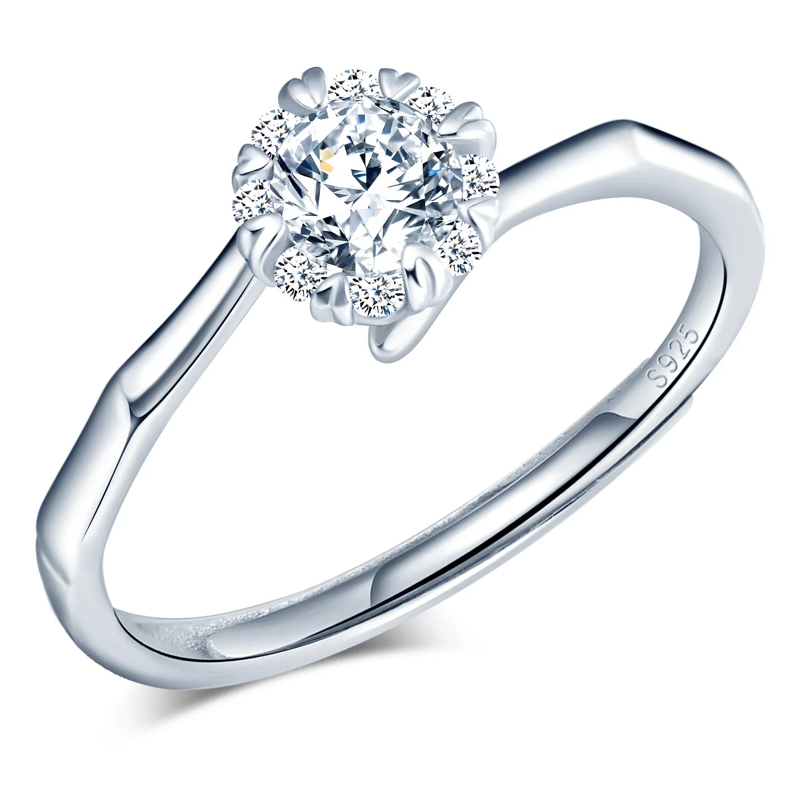 Zirconia Ring for Marriage Engagement Proposal  Anniversary Adjustable Opening Joyas Plata 925