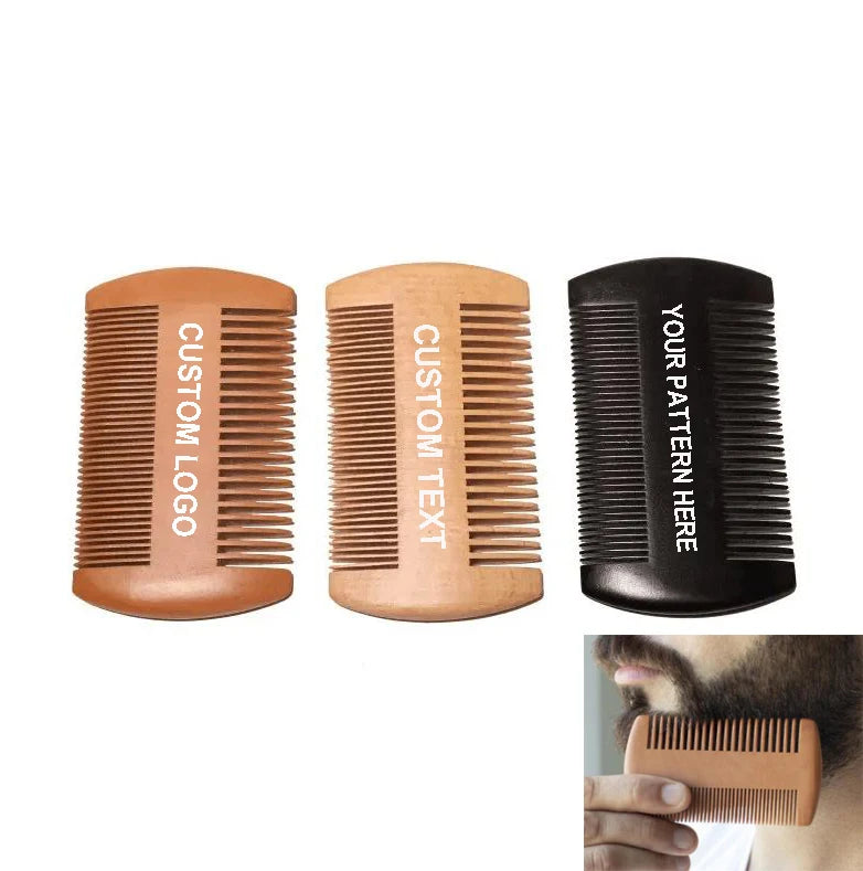 Wholesale Custom Logo Black Men's Wide Tooth Beard & Mustache Combs Grooming Wood Pocket Comb