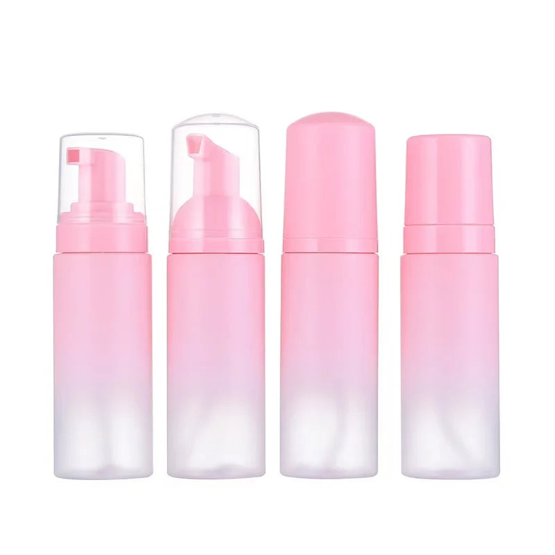 Custom Matt Pink 60ml 2oz Mousse Facial Cleansing Foam Bottle Empty Plastic Packaging Pressing Foaming Container for Shampoo Use