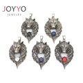 Exaggerated Big Leopard Wolf Head Diamond Men's Necklace Titanium Steel Pendant Heavy Punk Style 5 Color Unisex Hip Hop Jewelry
