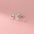 925 Sterling Silver Adjustable Open Cubic Zirconia Flower Shape Knuckle Finger Rings Fashion Jewelry for Women
