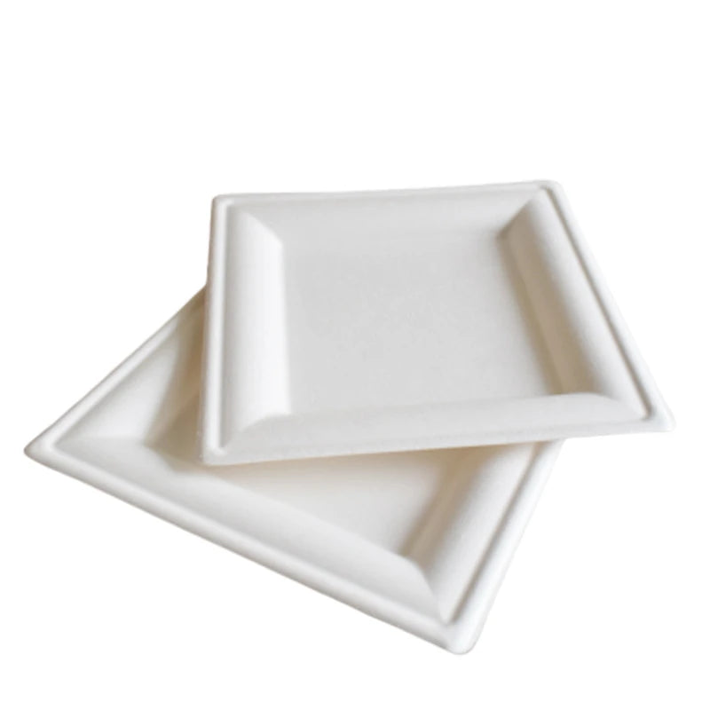 Bio Compostable Degradable Tableware 7 inch Disposable Sugarcane Bassage Paper Pulp Dinner Plate