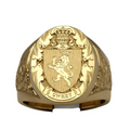 Classic Brass 14K Gold Plated Crown Lion Shield Badge European & American Style Royal Seal Men's Ring