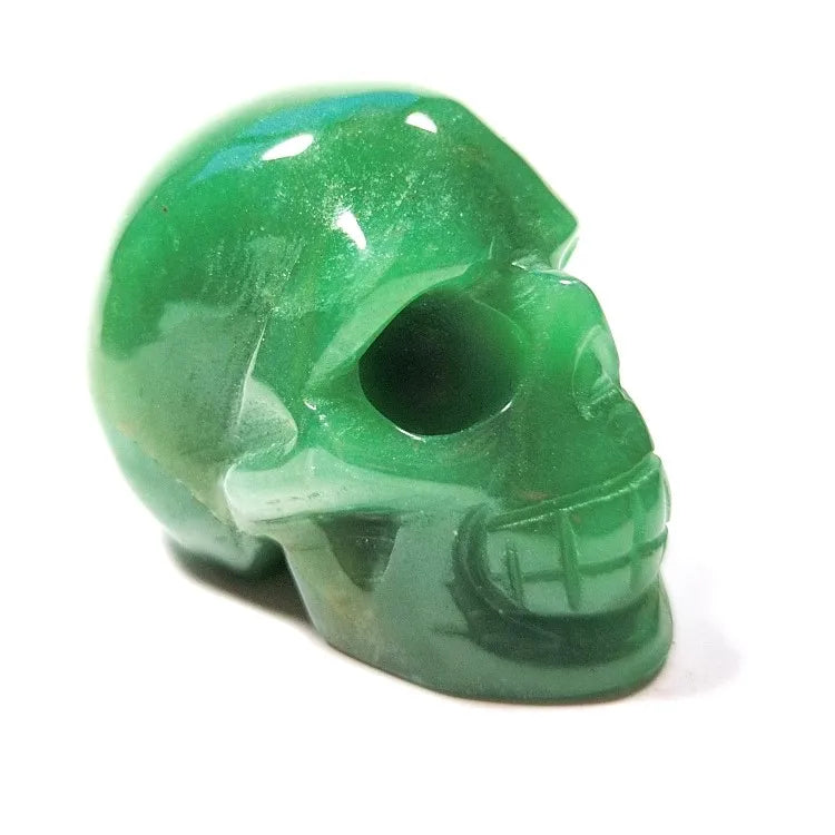 Huiying Natural Jade Stone Skulls Carved 2 Inch Mini Green Aventurine Stone Skulls Ornament