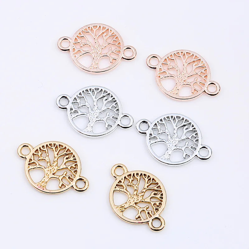 Fashion Silver Rose Gold Plated Tree of Life Pendants Clothes Hat Key Chain Accessories Tree Charms Pendant