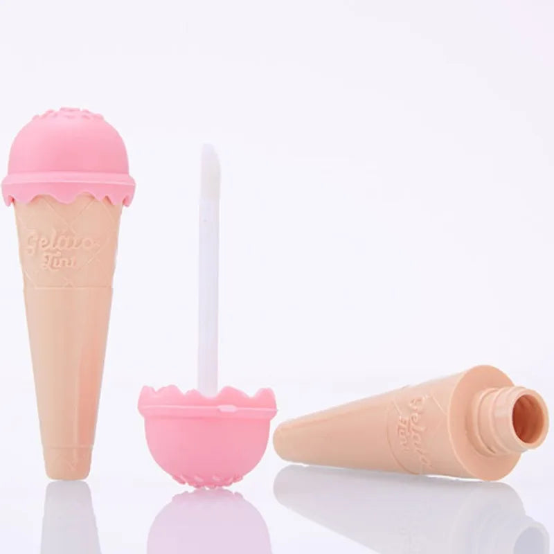 10ml Ice-cream Cone Shape Plastic Lip Gloss Tube 10g Lip Gloss Bottle with Wand Ice Cream Lipstick