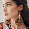 Wholesale Brown Personalized Stud Earring Wooden Earrings Big Circle Earrings for Women