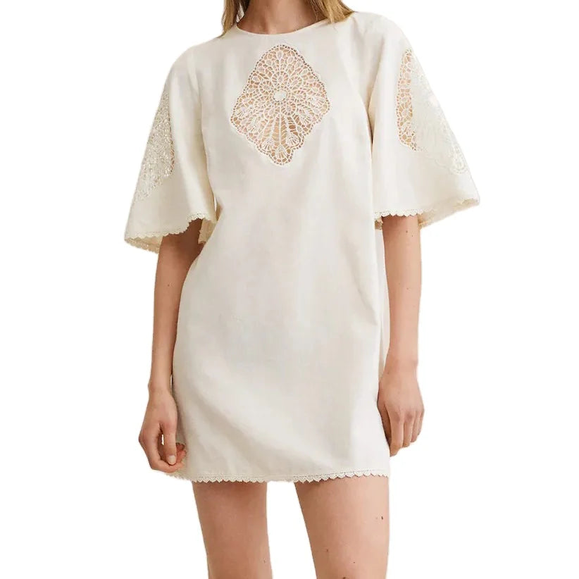 Embroidered Cotton Dress Elegant Casual Dress Dresses Women Ladies Summer