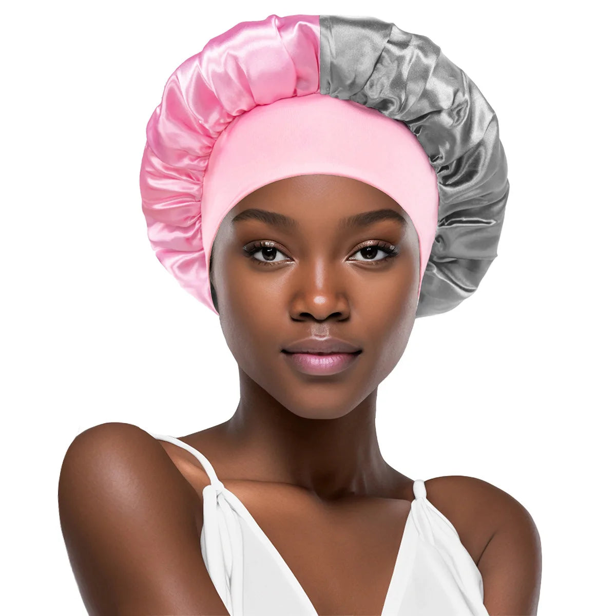 Wholesale Mushroom Style Soft Elastic Satin Night Caps Adult Bonnet Head Cover Hair Wraps Dual Tone Satin Bonnet