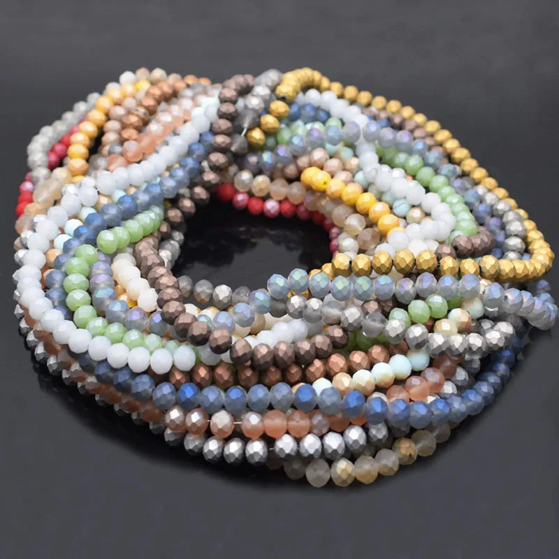 Wholesale Plating 8mm Rondelle Round Crystal Beads for Jewelry Making Bracelet Matte Color Crystal Glass Loose Glass Seed Beads