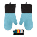 Kitchen Glove Heat Resistant Non-Slip Long Baking Silicone Mitts Kitchen Cooking Grilling BBQ Oven Gloves with Quilted Liner
